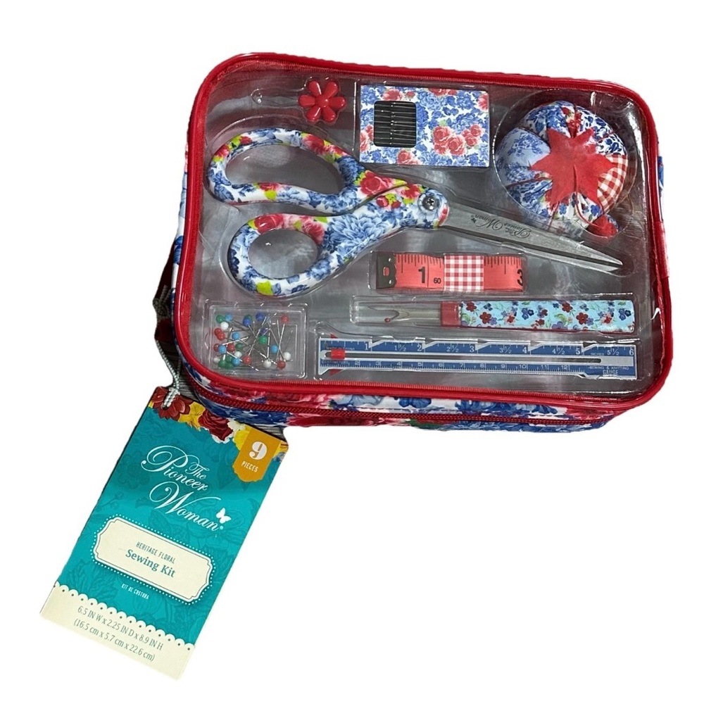 The Pioneer Woman Heritage Floral 9 Piece Sewing Kit. Makes An Awesome Gift!!